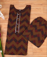 Brown Block Print Gota Patti Jaipuri Kurti Set